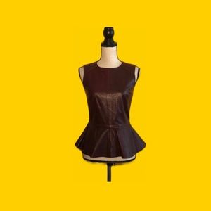 H&M burgundy lamb leather top